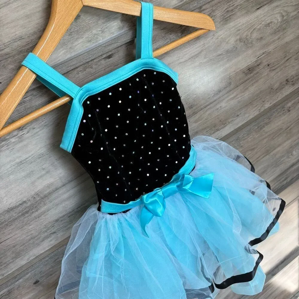 Weissman 14358 SC Blue Satin Black Velvet Ballet Tutu Costume Tap Dance Recital